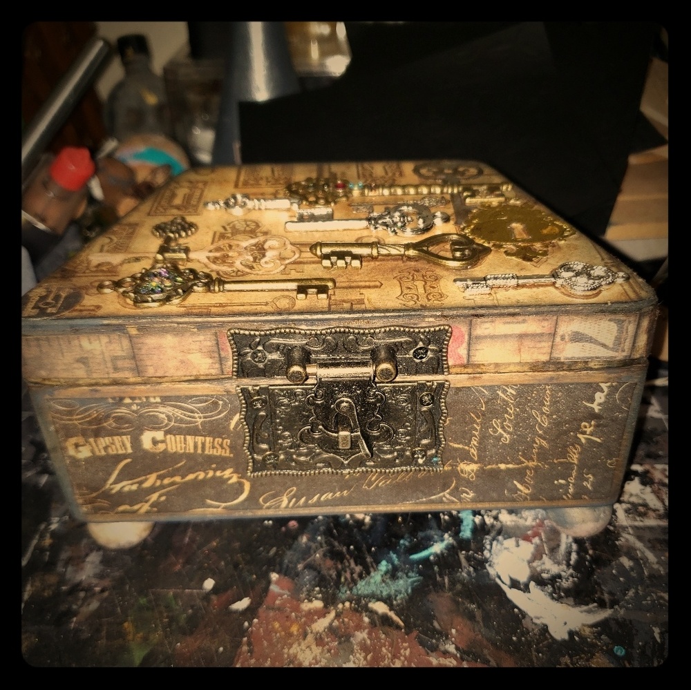 New Wood Steampunk Style Handmade Trinket Box